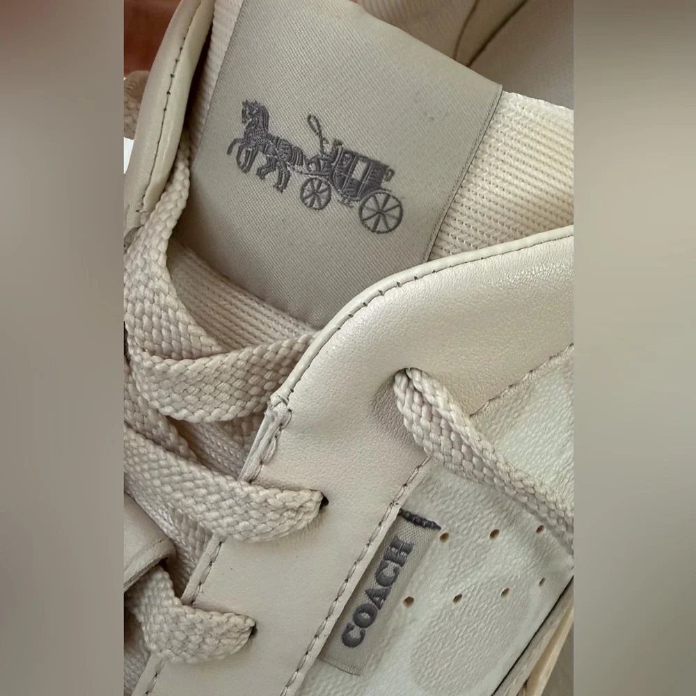 Coach Clip Court Sneaker Men's Size 12D Signature Chalk Casual C8965 EUC